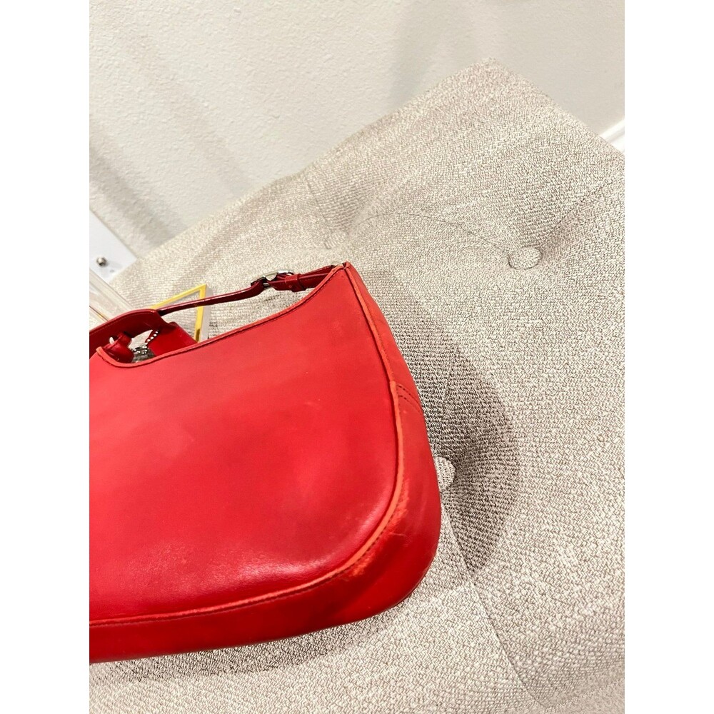 Coach Red Leather Shoulder Bag Purse - Picture 6 of 8